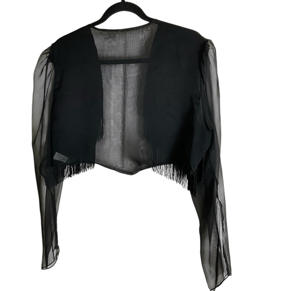 Vintage woman’s Sheer Black Fringe cardigan size X-Large - Picture 9 of 9